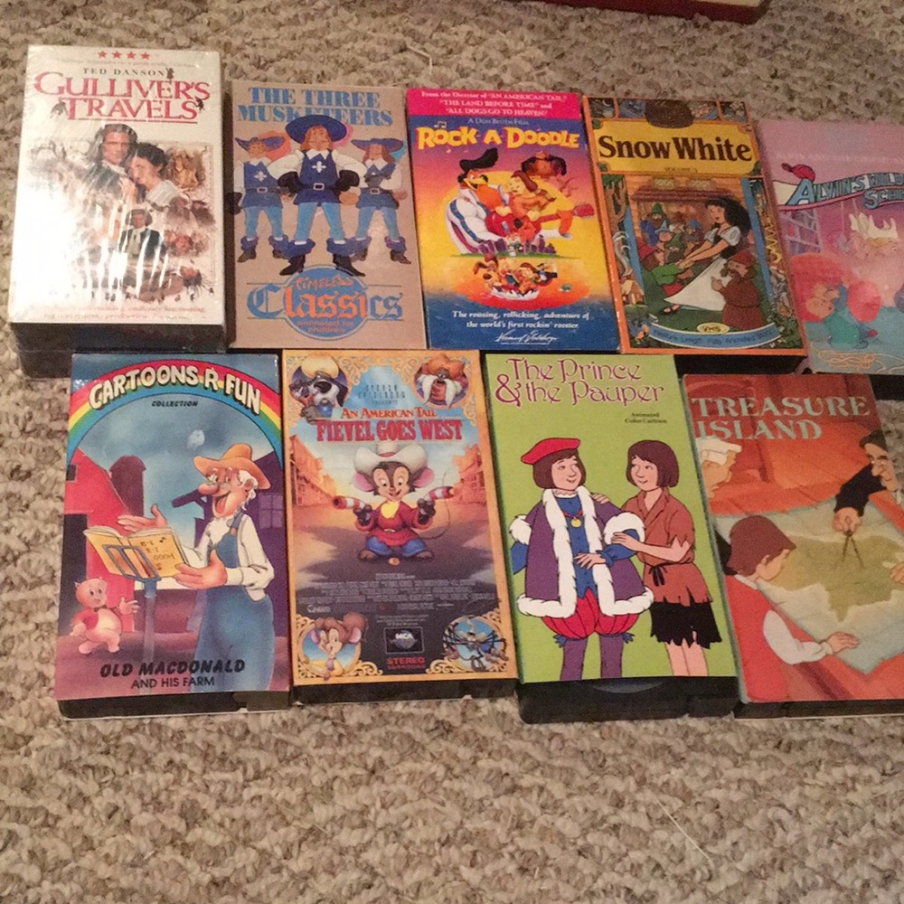 Bundle of eight VHS vintage cartoons plus one new Gulliver’s travels